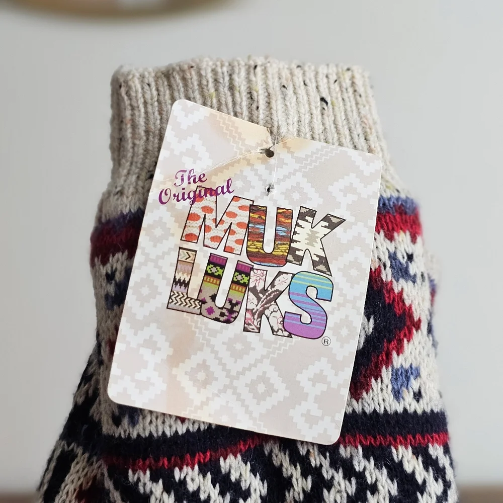 🧤 NWT Muk Luks Fingerless Knit Mittens – Fleece-Lined with Tassels, One Size